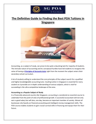 The Definitive Guide to Finding the Best POA Tuitions in Singapore