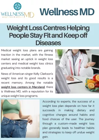 Weight Loss Centres Helping People Stay Fit and Keep off Diseases