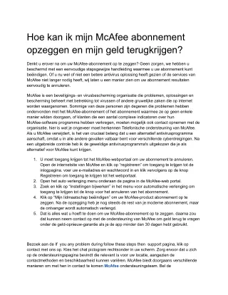 Hoe kan ik mijn McAfee abonnement opzeggen en mijn geld terugkrijgen?