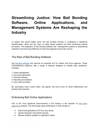 Streamlining Justice: How Bail Bonding Software, Online Applications, and Manage