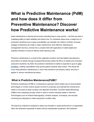 what is predictive maintenance pdm and how does
