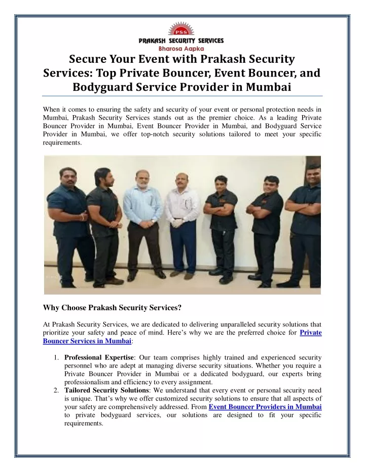 secure your event with prakash security services