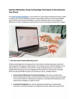 Solution Marketing: Using Cutting-Edge Techniques to Revolutionize Your Brand