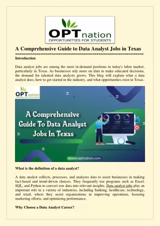 A Comprehensive Guide to Data Analyst Jobs in Texas