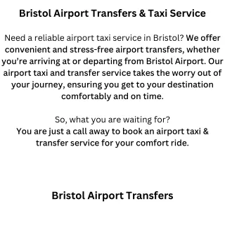 Airport Transfers Bristol