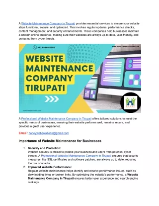 Website Maintenance Company in Tirupati
