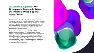 dr shubham agarwal best orthopaedic surgeon