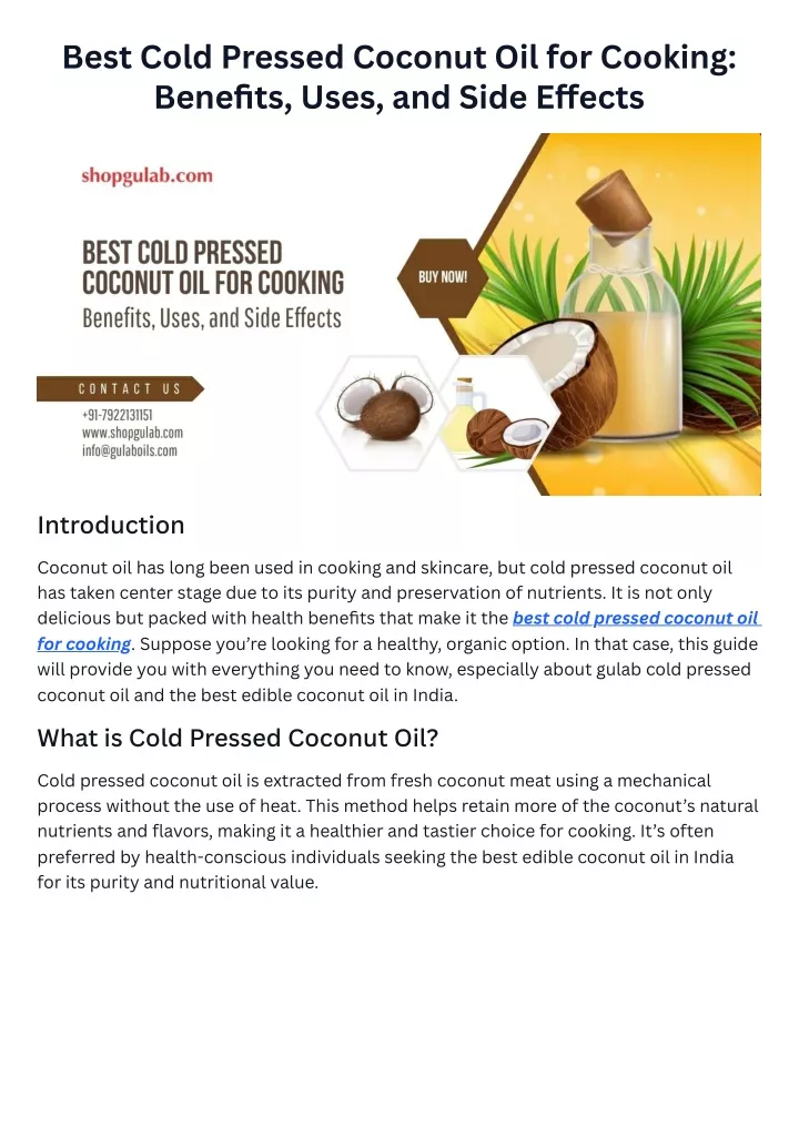 best cold pressed coconut oil for cooking