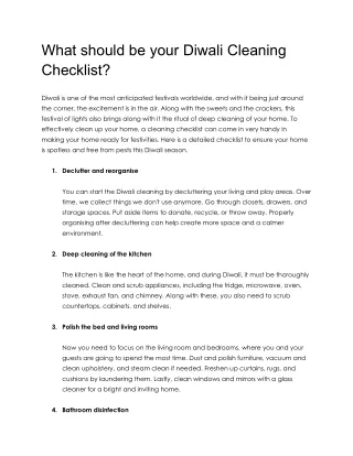 What should be your Diwali Cleaning Checklist