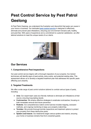 Pest Control Service by Pest Patrol Geelong