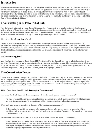 CoolSculpting in El Paso: What to Expect