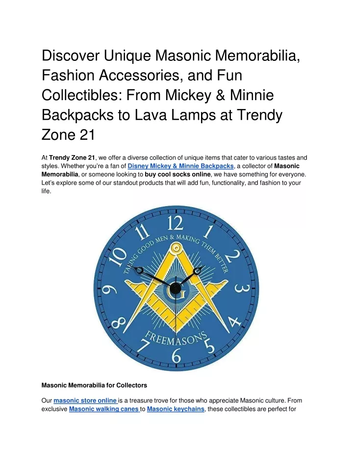 discover unique masonic memorabilia fashion