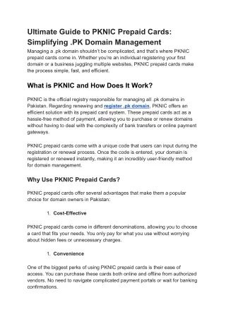 Ultimate Guide to PKNIC Prepaid Cards: Simplifying .PK Domain Management