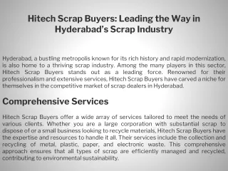 Hitech Scrap Buyers Leading the Way in Hyderabad’s Scrap Industry