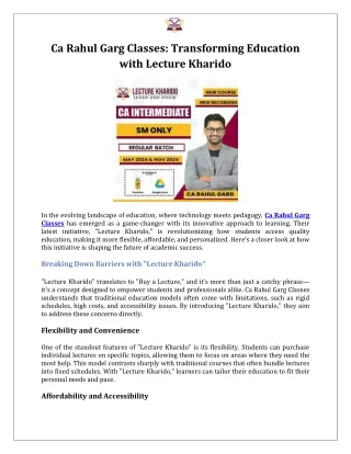 Ca Rahul Garg Classes Transforming Education with Lecture Kharido