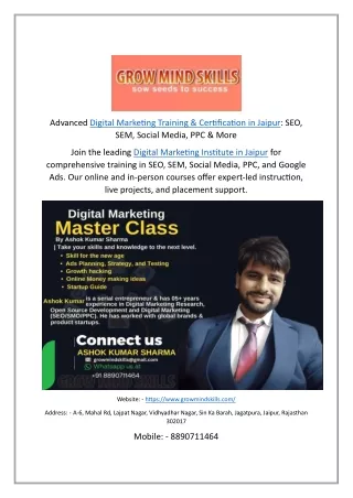 advanced digital marketing training certification