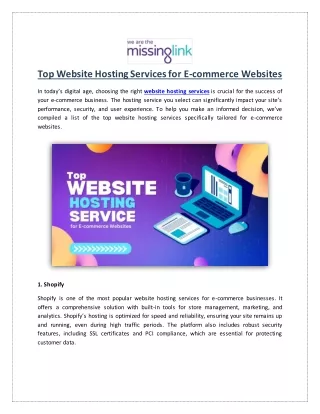 Top Website Hosting Services for E-commerce Websites