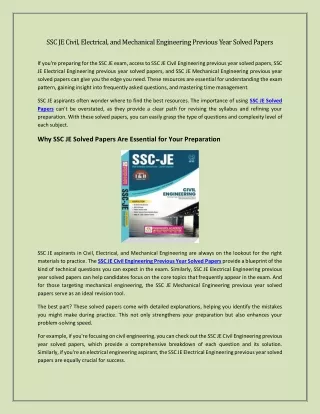 The Best Book of Previous Year Solved Papers for SSC JE Civil Engineering