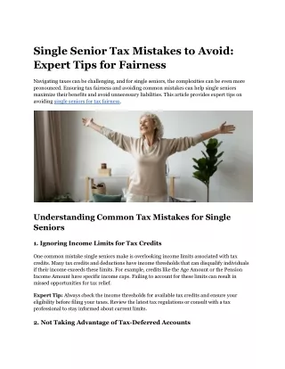 Single Senior Tax Mistakes to Avoid_ Expert Tips for Fairness