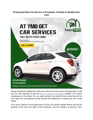 finding the best car service in punawale a guide