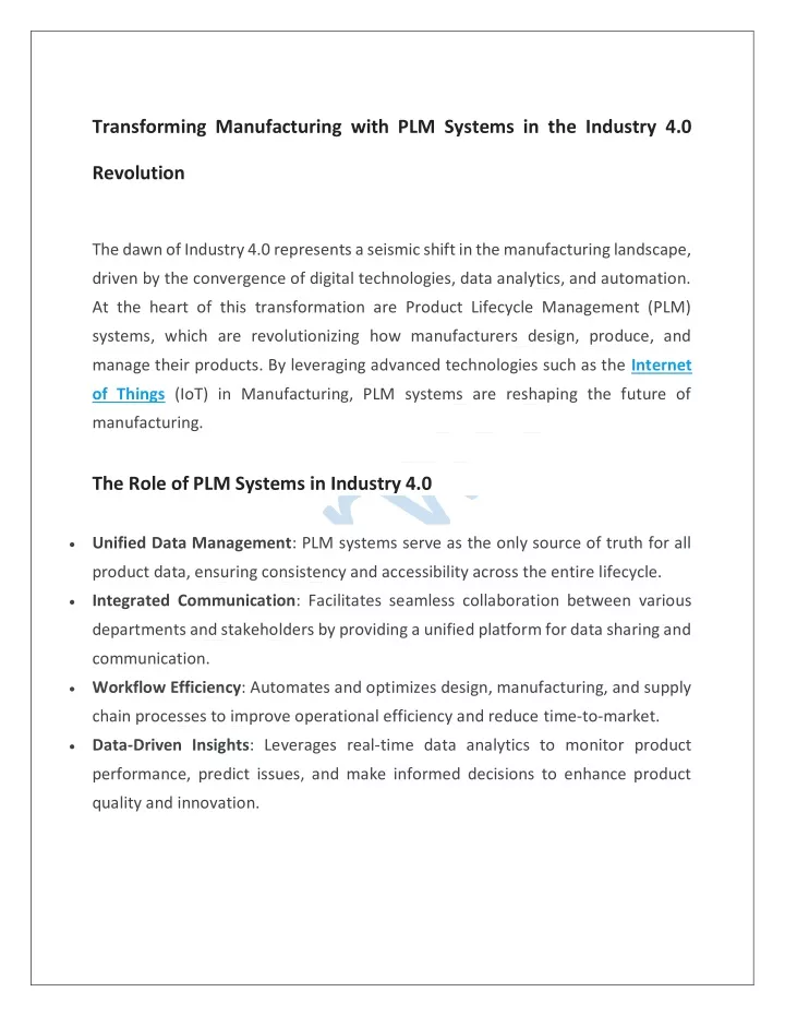 transforming manufacturing with plm systems