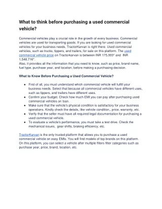 What to think before purchasing a used commercial vehicle_