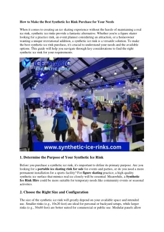 How to Make the Best Synthetic Ice Rink Purchase for Your Needs