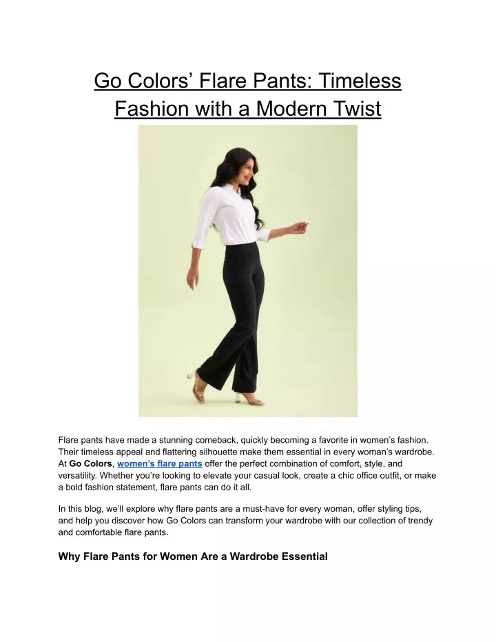 go colors flare pants timeless fashion with