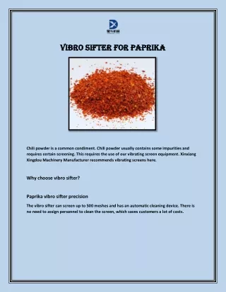 Vibro sifter for paprika