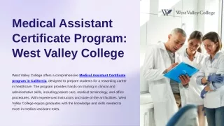 Medical Assistant Certificate Program West Valley College