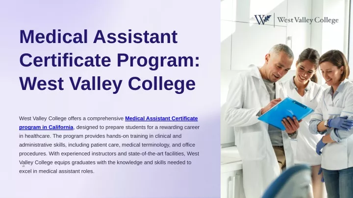 medical assistant certificate program west valley