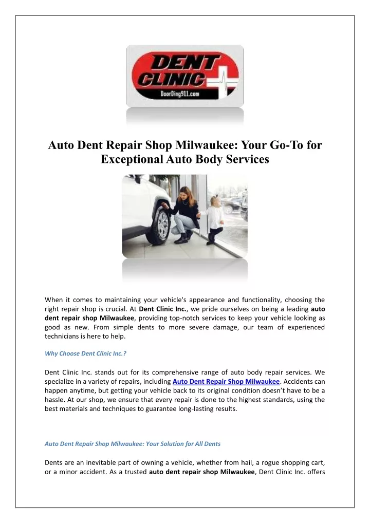 auto dent repair shop milwaukee your