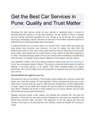 Best Car Services In Pune