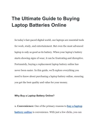 The Ultimate Guide to Buying Laptop Batteries Online