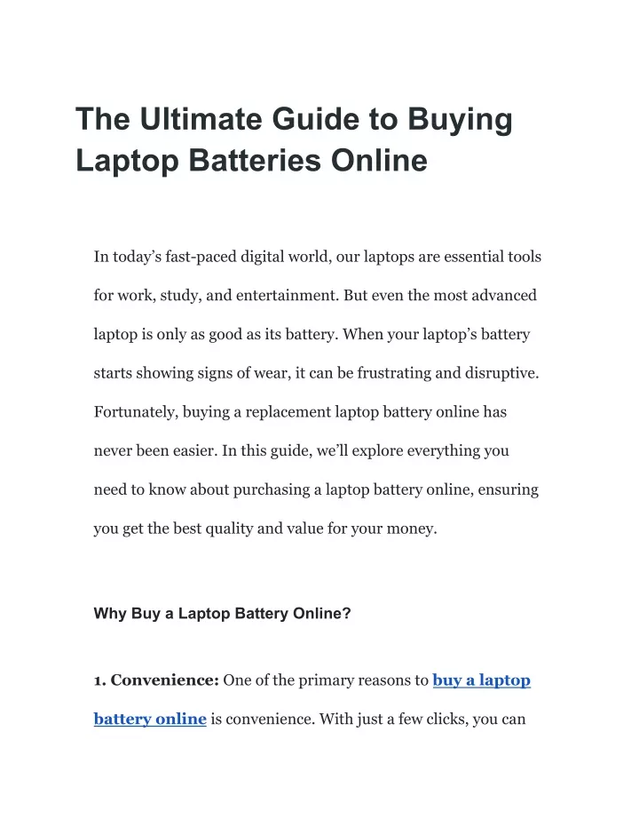 the ultimate guide to buying laptop batteries