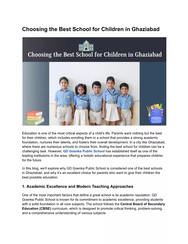 choosing the best school for children in ghaziabad