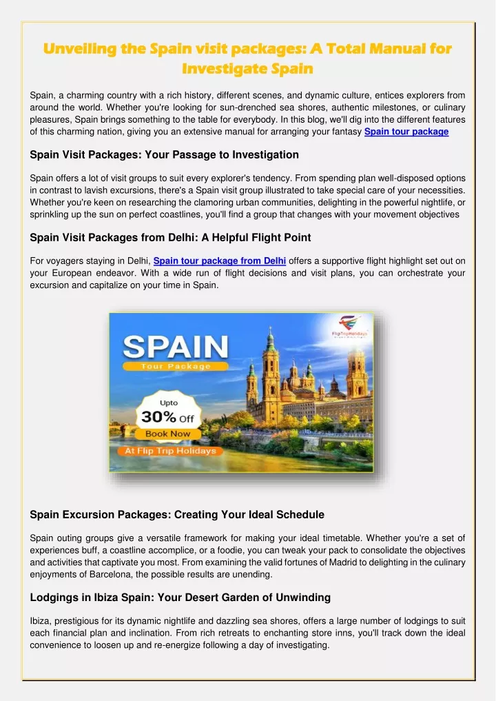 unveiling the spain visit packages a total manual