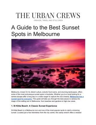 A Guide to the Best Sunset Spots in Melbourne