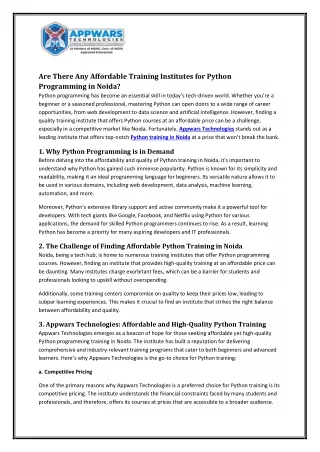 are there any affordable training institutes