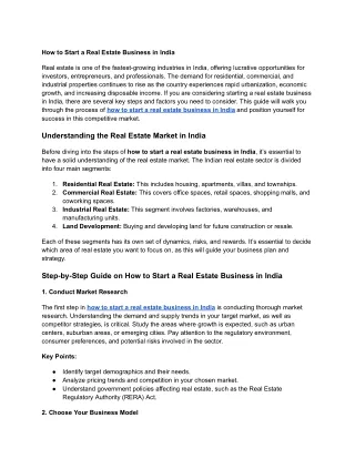 How to Start a Real Estate Business in India
