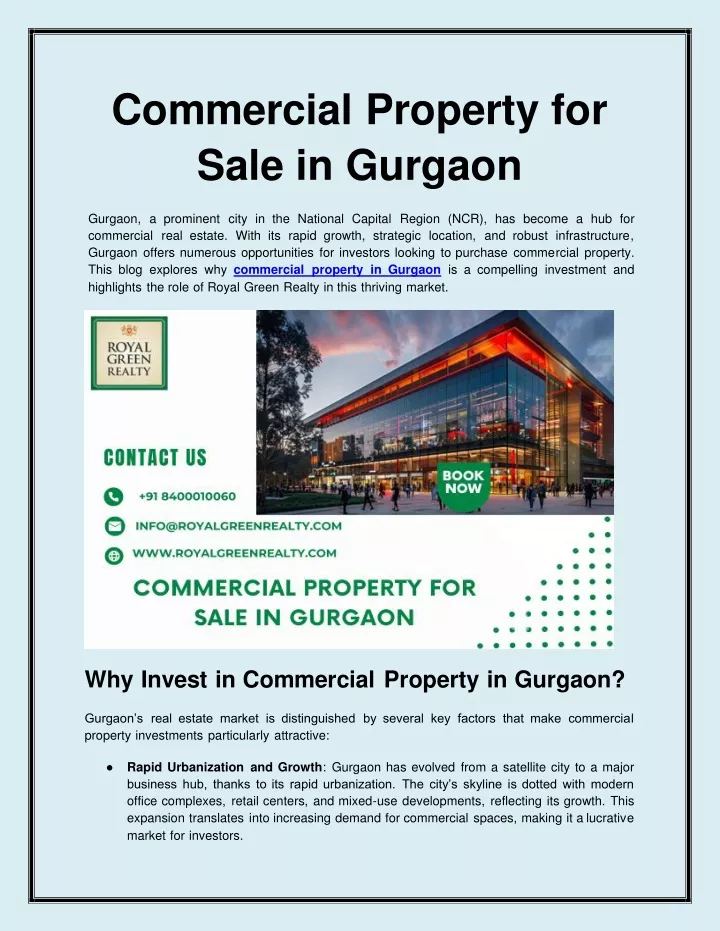 commercial property for sale in gurgaon