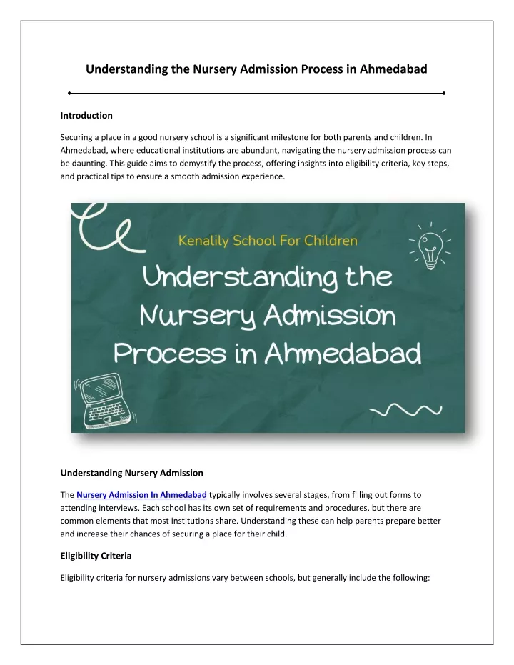 understanding the nursery admission process