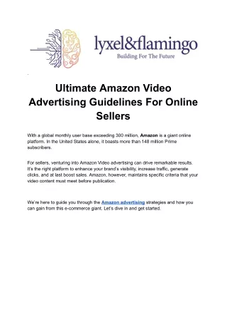 Elevate Your Brand with Expert Amazon Advertising by Lyxel&Flamingo