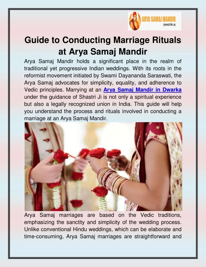 guide to conducting marriage rituals at arya