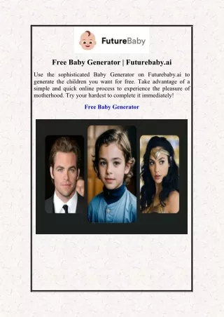 Free Baby Generator  Futurebaby.ai