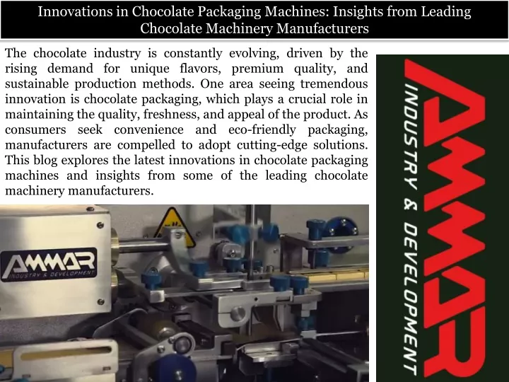 innovations in chocolate packaging machines