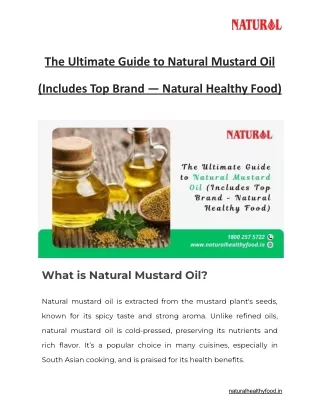 The Ultimate Guide to Natural Mustard Oil (Includes Top Brand — Natural Healthy Food)