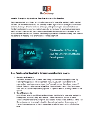 java for enterprise applications best practices