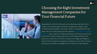 Choosing the Right Investment Management Companies for Your Financial Future