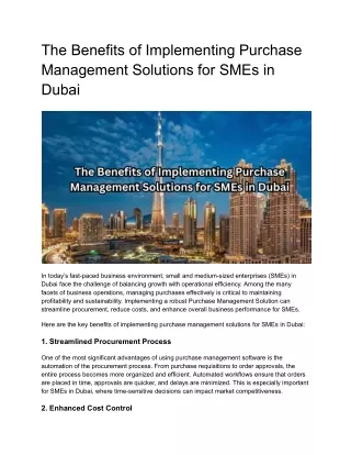 the benefits of implementing purchase management